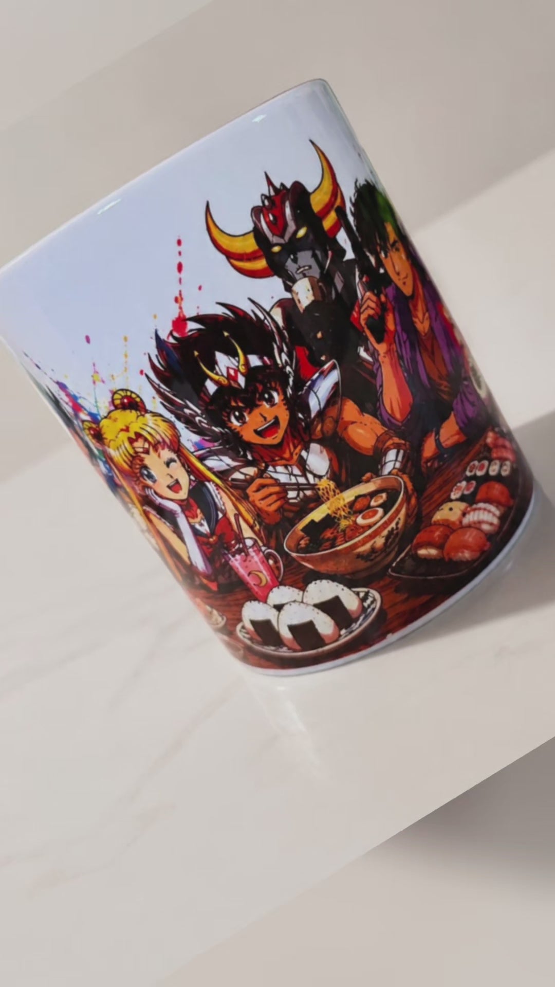 Mug Manga Rétro – Héros Japonais & Repas Ramen – 300 ml