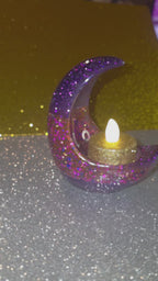 Bougeoir Lune en résine – Décoration artisanale