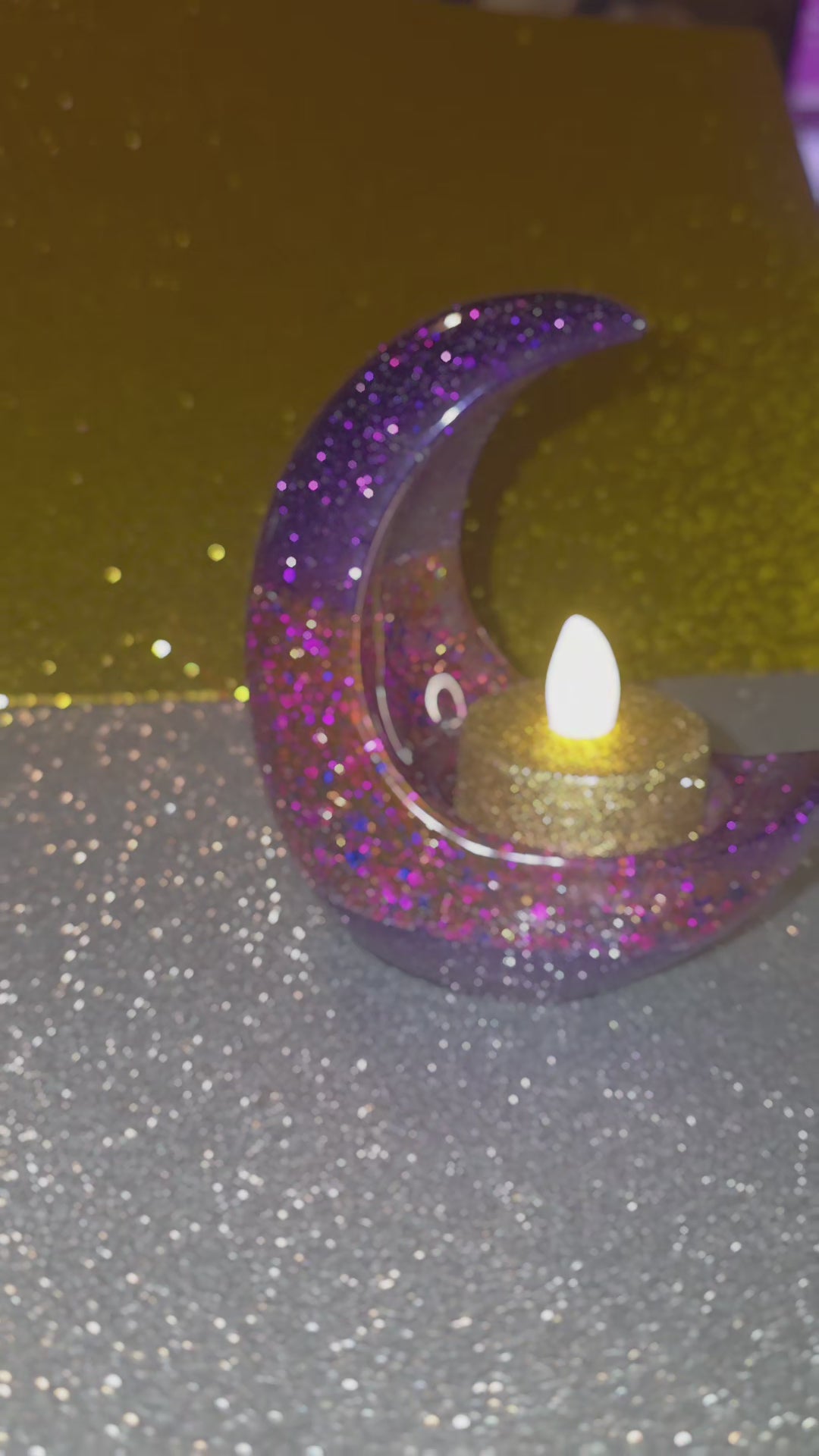 Bougeoir Lune en résine – Décoration artisanale