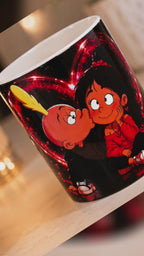 Mug Couple Romantique 300 ml – Tasse Amour avec Cœurs Rouges – Cadeau Saint-Valentin Homme Femme