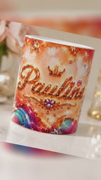 Mug personnalisé – Tasse 300 ml avec prénom – Cadeau original pour femme – Cœur & effet brillant