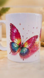 Mug Papillons Colorés – Tasse Féérique & Scintillante 300 ml – Idée Cadeau Femme