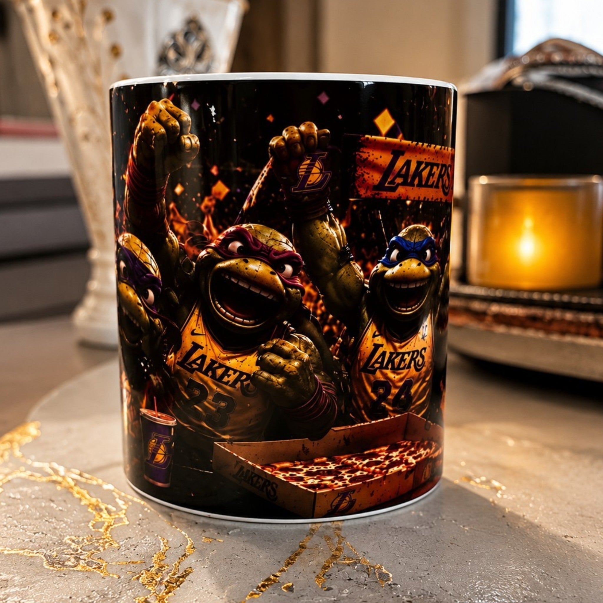 Mug Tortues Ninja Lakers – Idée Cadeau Fan Basket | 300 ml