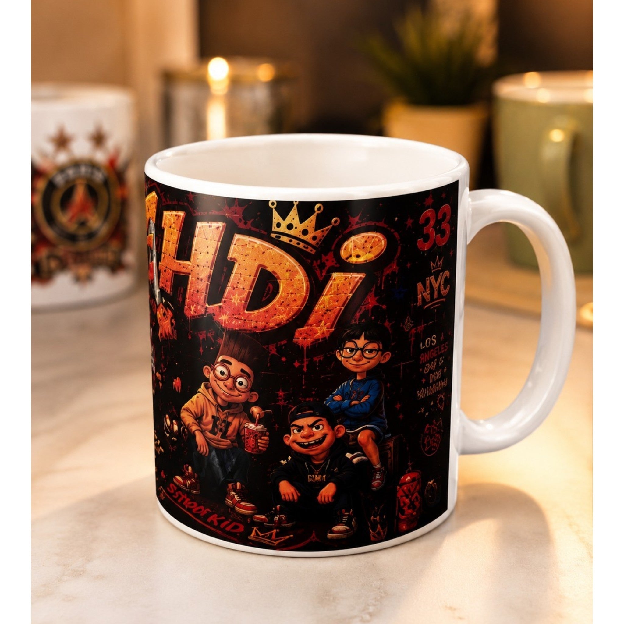 Mug personnalisé style rétro urbain avec prénom – Tasse céramique personnalisée