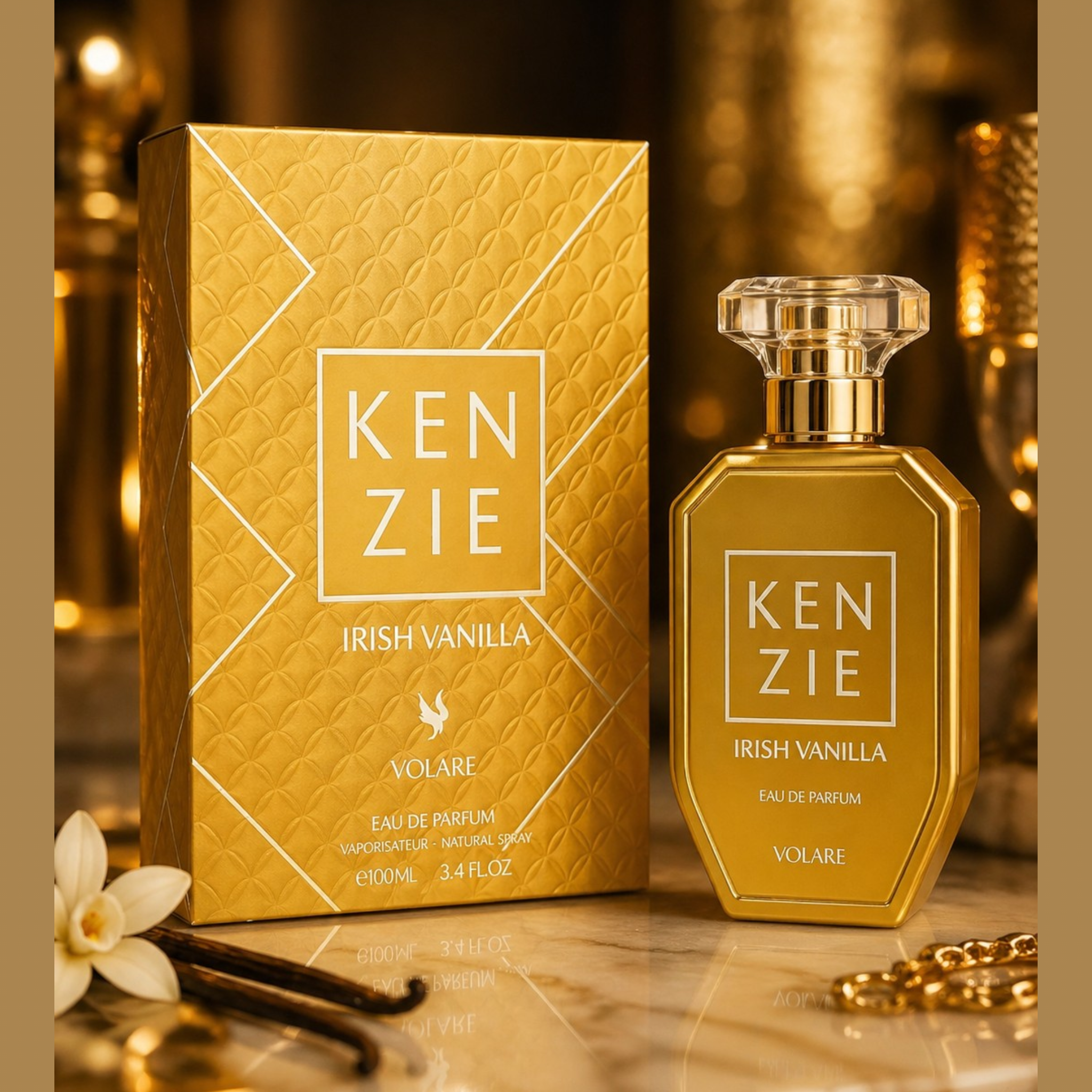 Kenzie Irish Vanilla 100ml – Parfum Homme/Femme Vanille Intense – Volaré