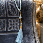 Coffret de Prière Personnalisable Bleu Gris – Tapis, Tasbih, Compteur & Mini Coran Allah