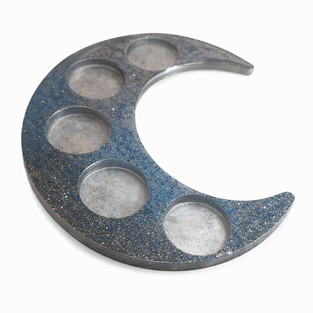 Porte-bougies en résine – Lune scintillante