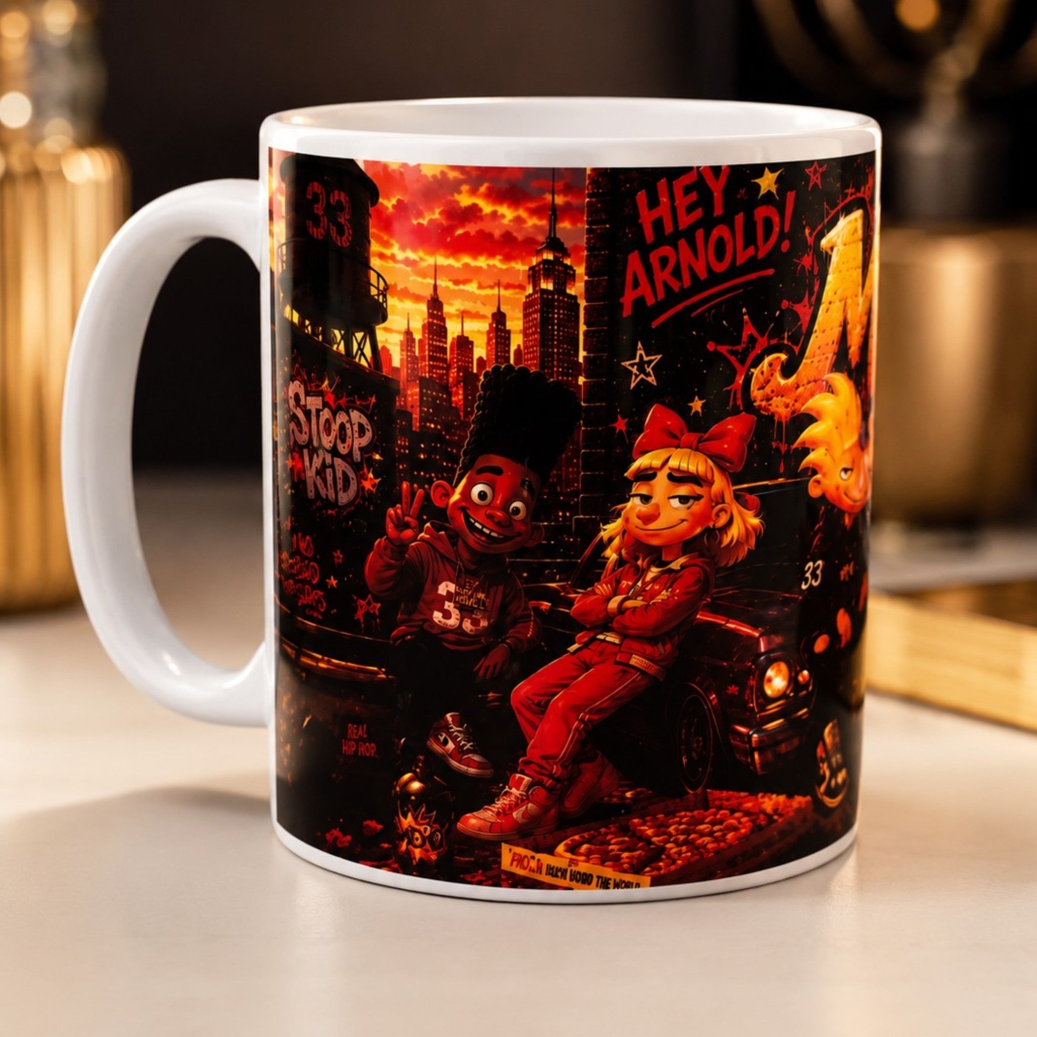 Mug personnalisé style rétro urbain avec prénom – Tasse céramique personnalisée