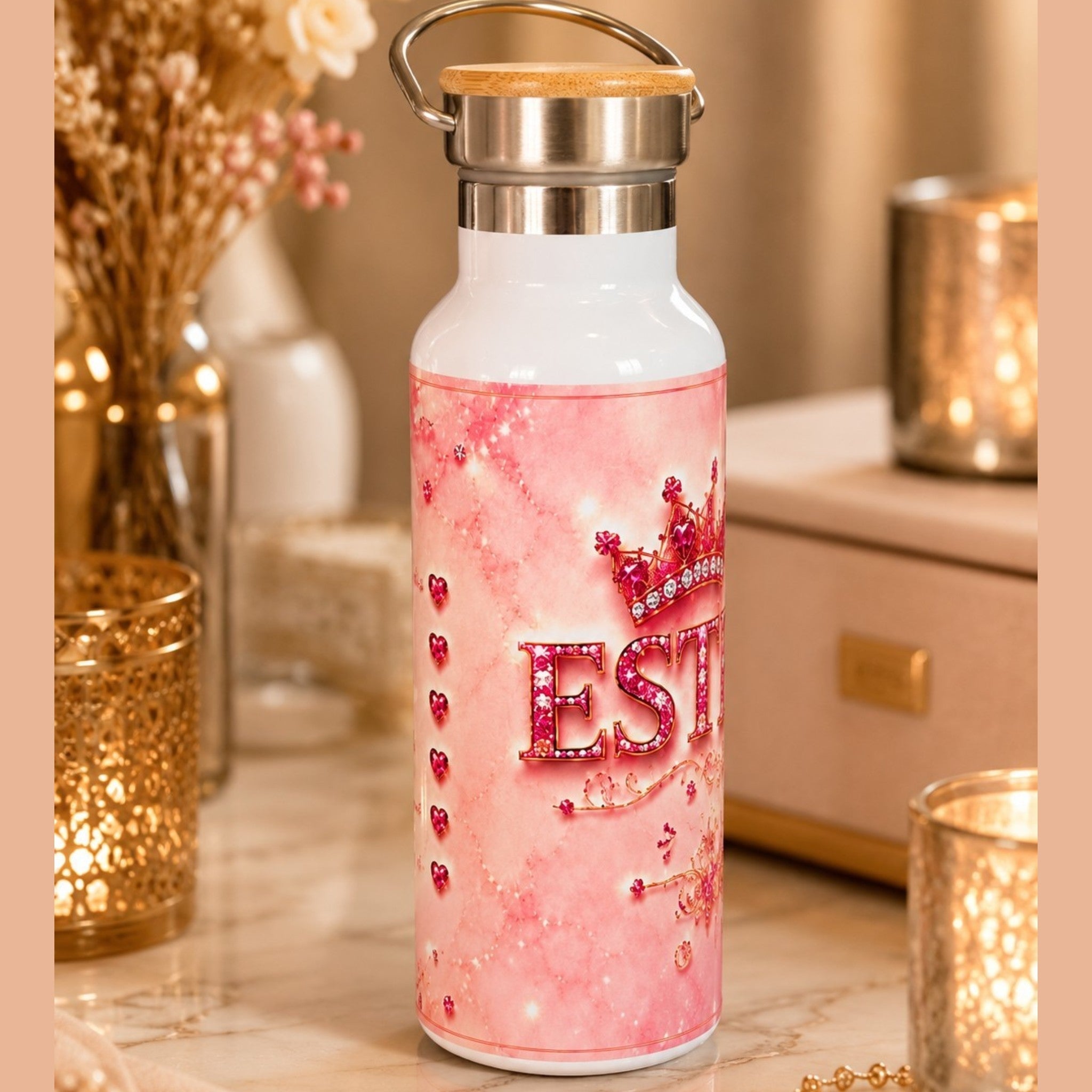 Gourde personnalisée prénom – Cadeau femme original – Bouteille isotherme