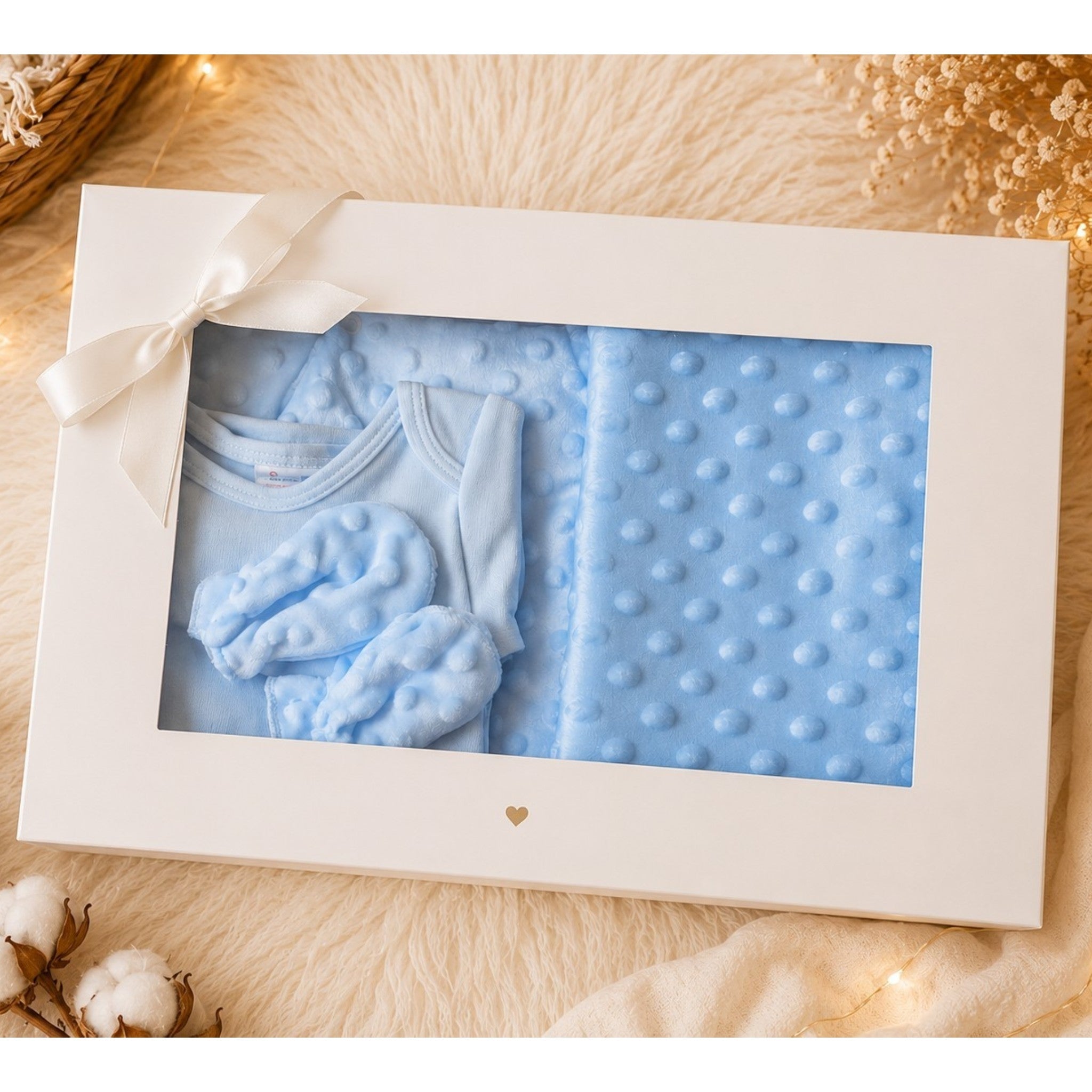 Coffret Naissance Bébé Personnalisable Bleu – 6 Pièces Douces avec Couverture | Cadeau de Naissance