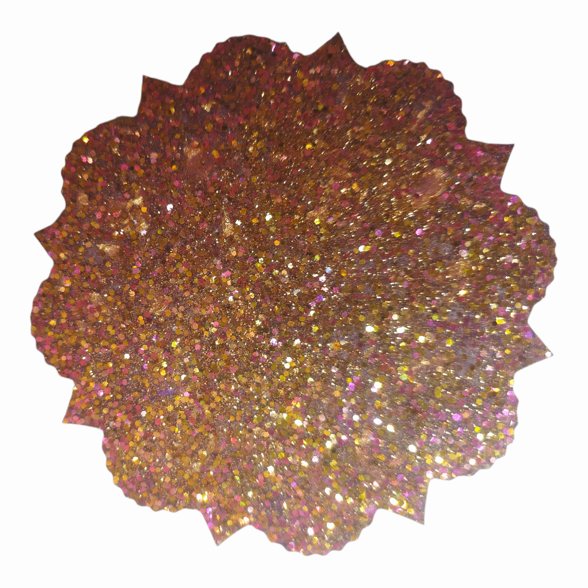 Lot de 4 dessous de verre artisanaux en résine – Cuivré pailleté aux reflets rosés (Ø 10,5 cm)