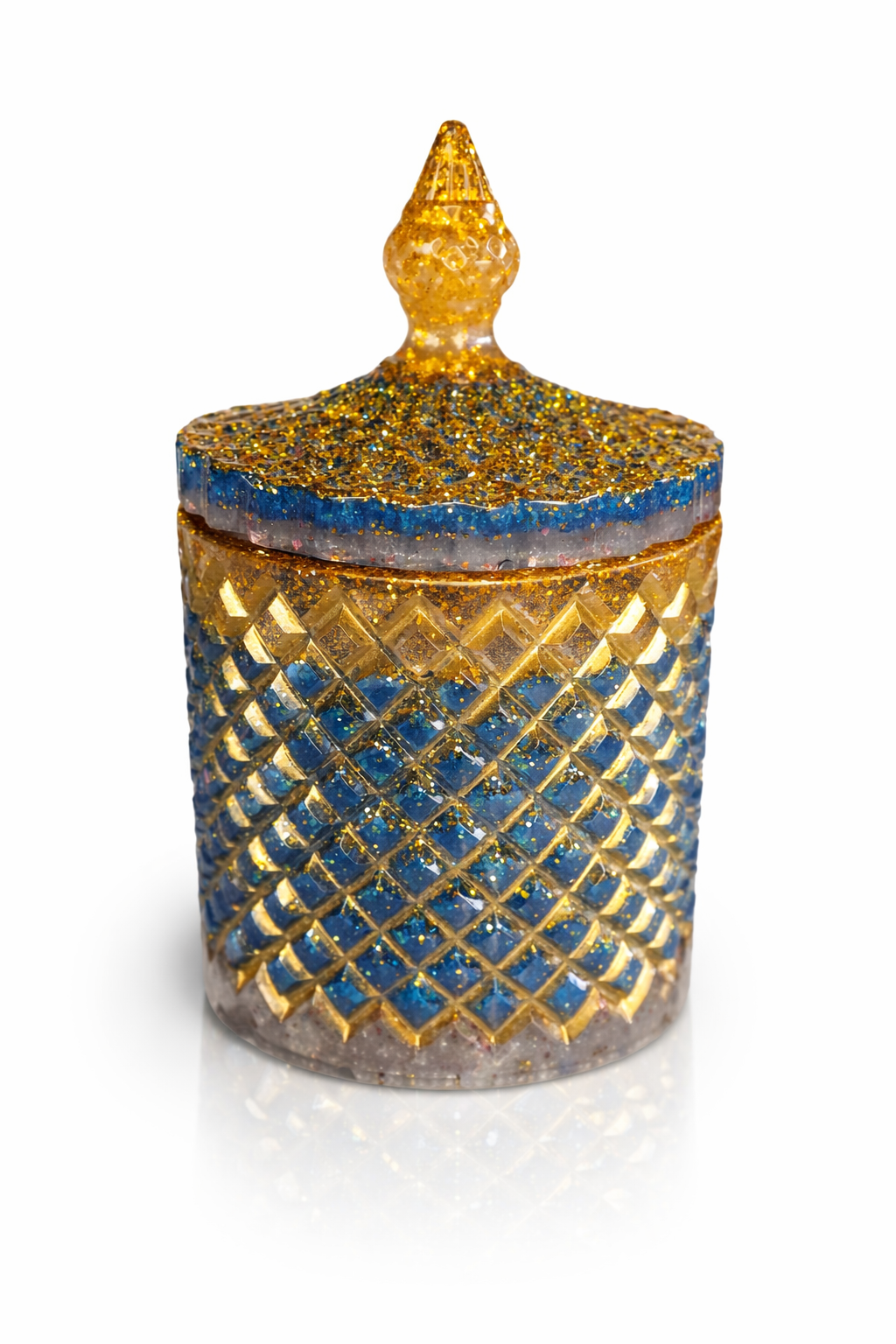 Pot décoratif en résine – Or & Bleu