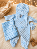 Coffret Naissance Bébé Personnalisable Bleu – 6 Pièces Douces avec Couverture | Cadeau de Naissance