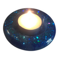 Porte-bougie rond en résine – Bleu scintillant