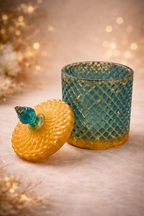 Pot décoratif en résine – Effet verre turquoise & or