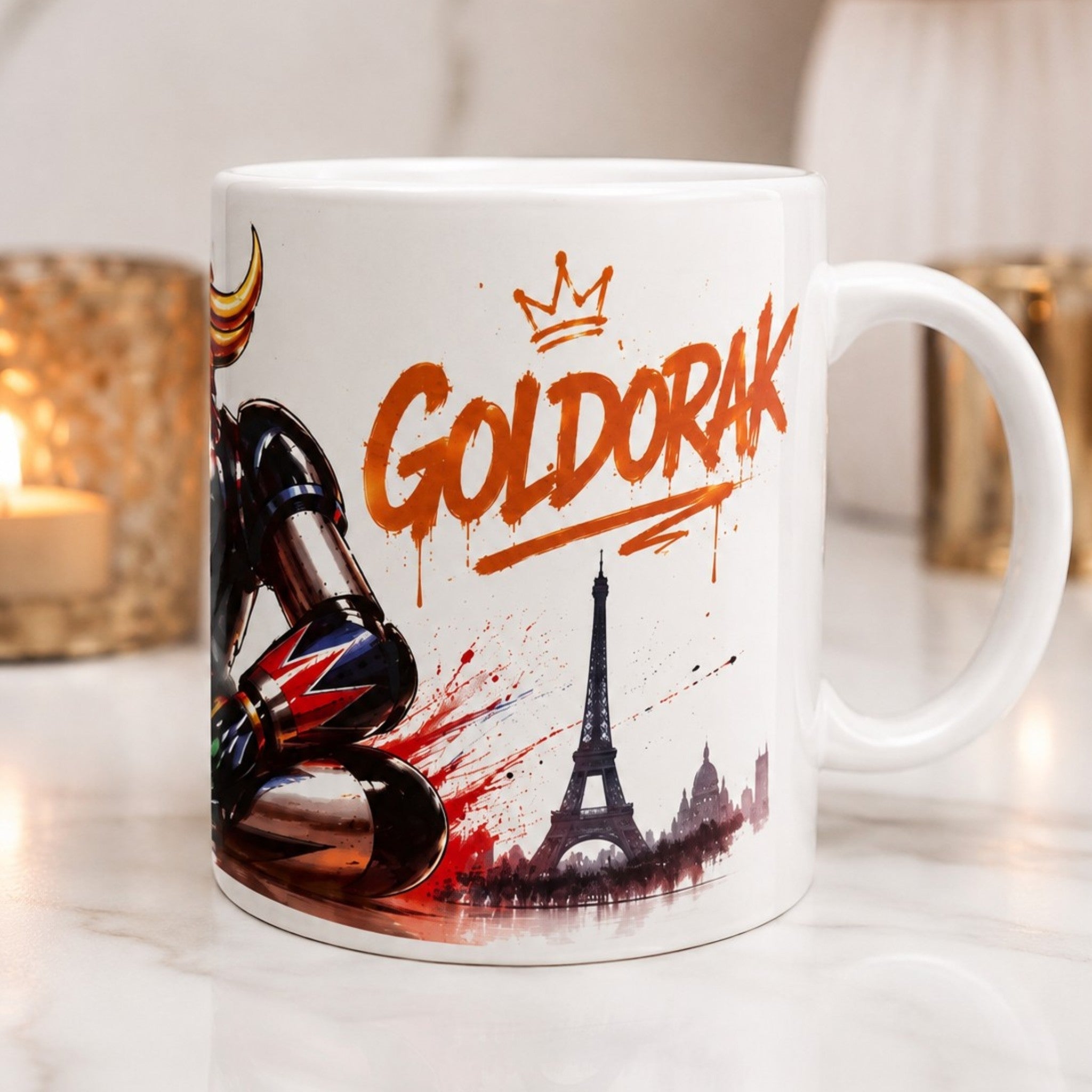 Mug Robot Inspiré Goldorak Style Paris – Tasse Céramique 300 ml – Idée Cadeau Geek, Manga, Collection