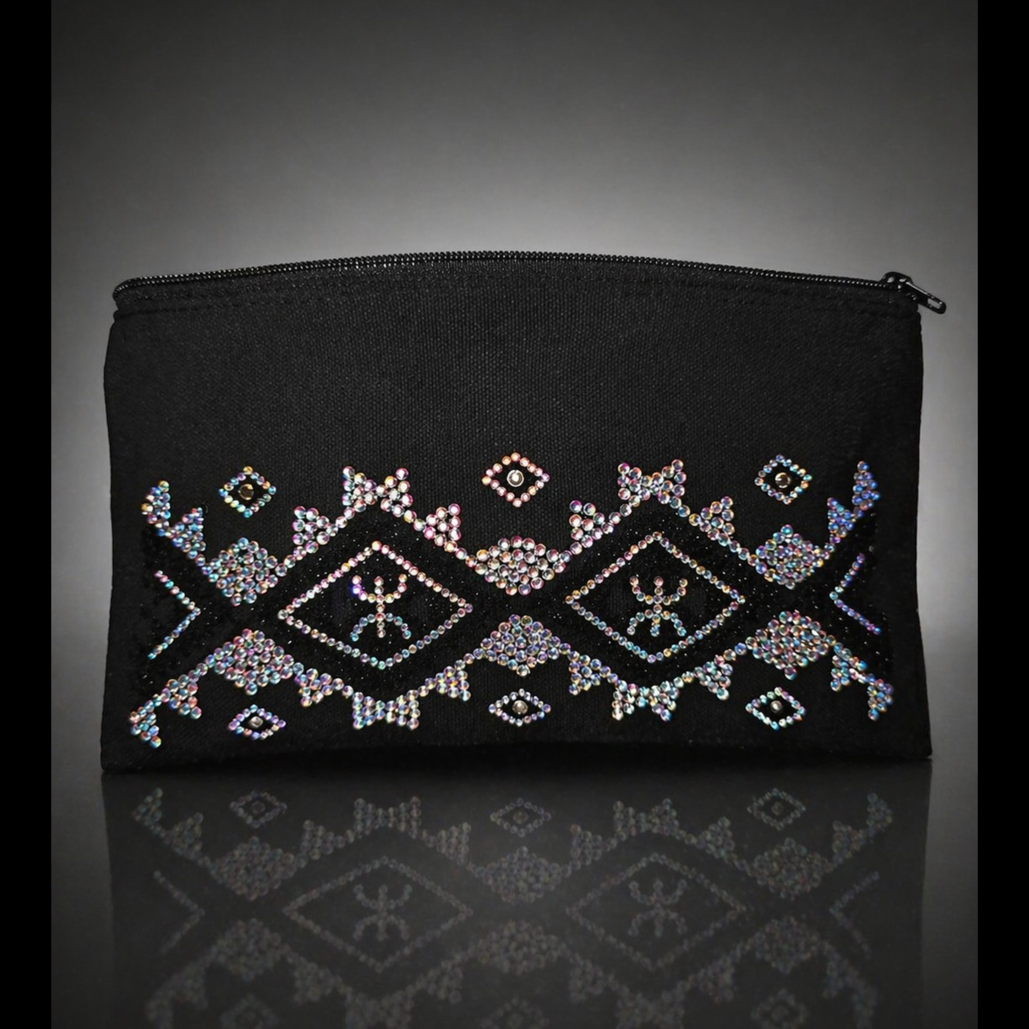 Pochette Kabyle Strass Holographiques Fait Main – Pochette Élégante 20x11 cm