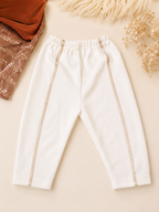 Ensemble bébé garçon 6 pièces – Blanc & Champagne – 100 % coton – Idéal naissance, baptême et cérémonie