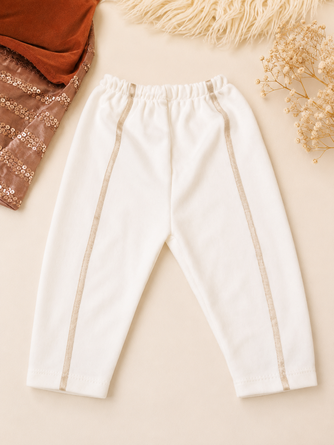 Ensemble bébé garçon 6 pièces – Blanc & Champagne – 100 % coton – Idéal naissance, baptême et cérémonie