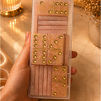 Jeu de Dominos Artisanal en Résine – Rose Nacré & Doré