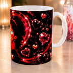Mug Couple Romantique 300 ml – Tasse Amour avec Cœurs Rouges – Cadeau Saint-Valentin Homme Femme