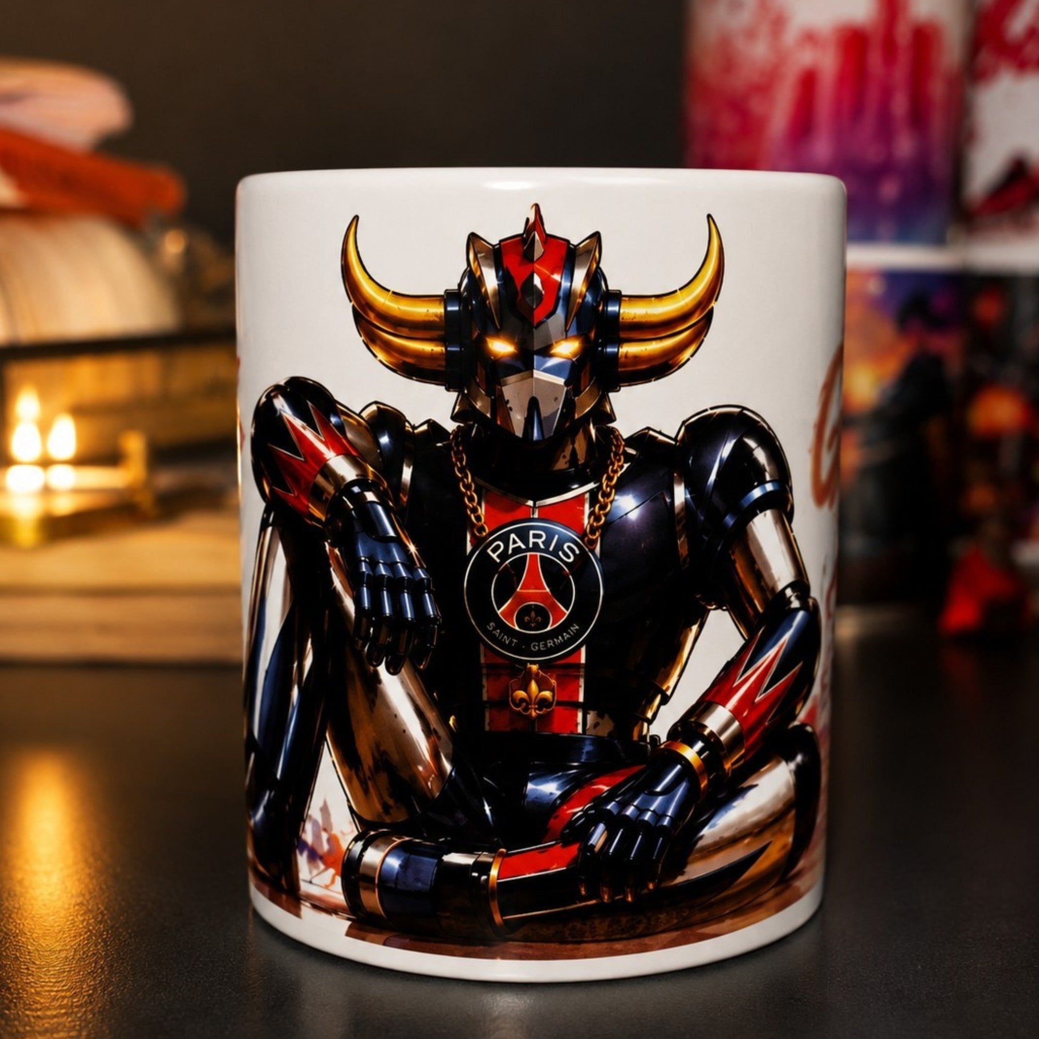 Mug Robot Inspiré Goldorak Style Paris – Tasse Céramique 300 ml – Idée Cadeau Geek, Manga, Collection