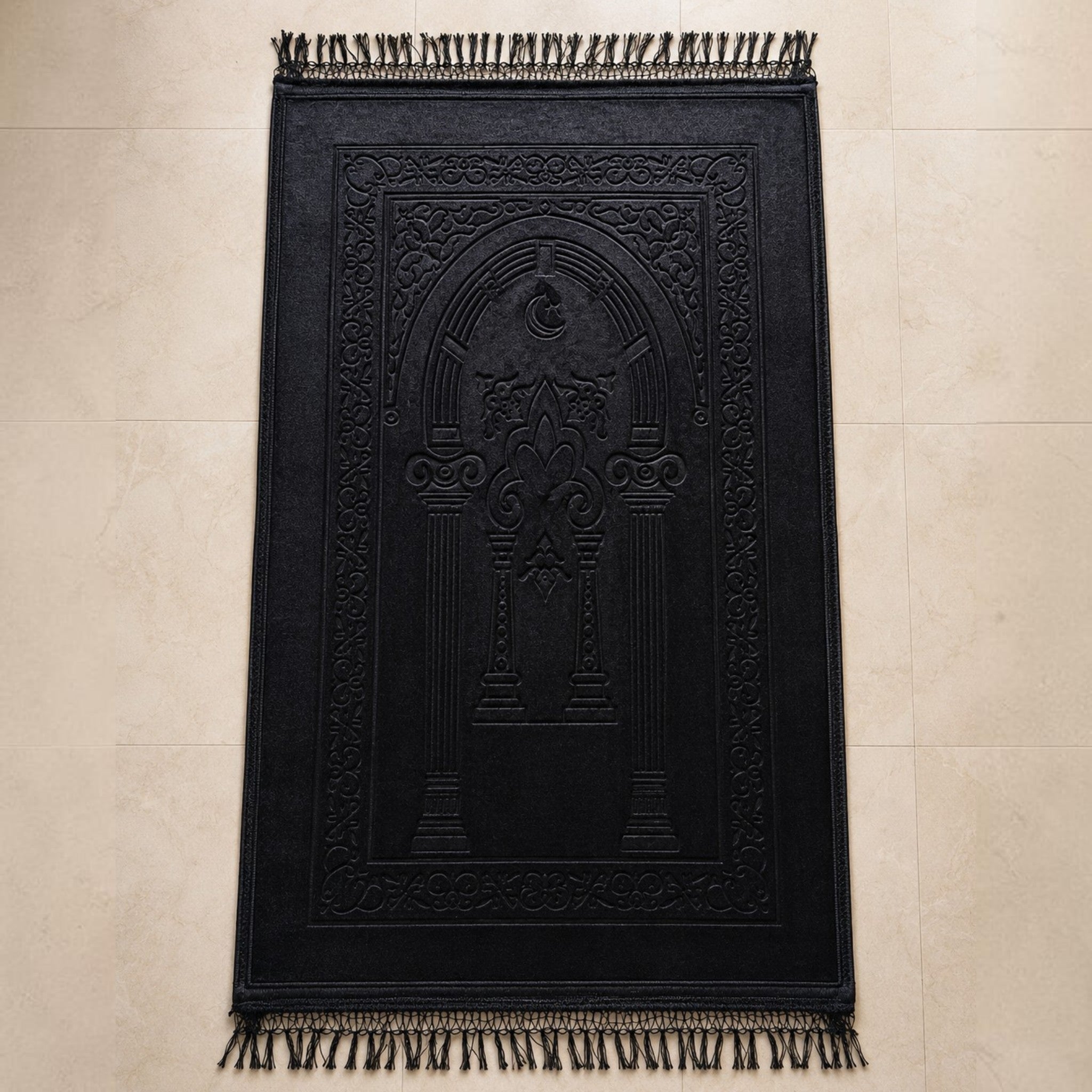 Coffret de prière luxe noir – Tapis personnalisable 70x110 cm, Citadelle du Musulman & Musc Tahara Vanille