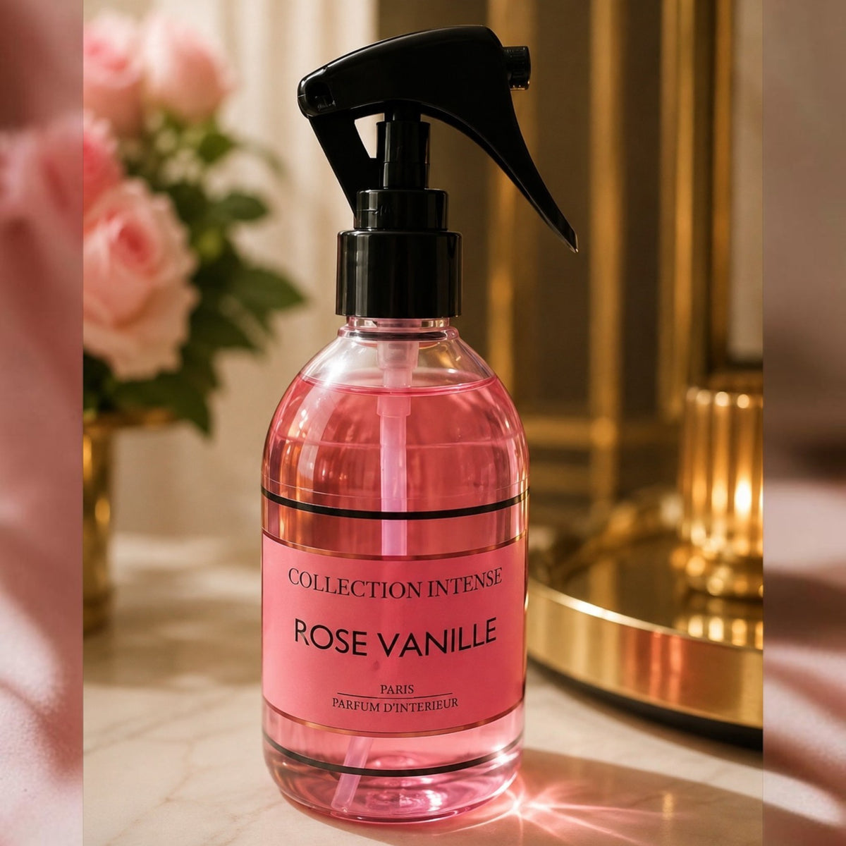 Parfum d’intérieur Rose Vanille – Spray parfumé maison – Collection Intense