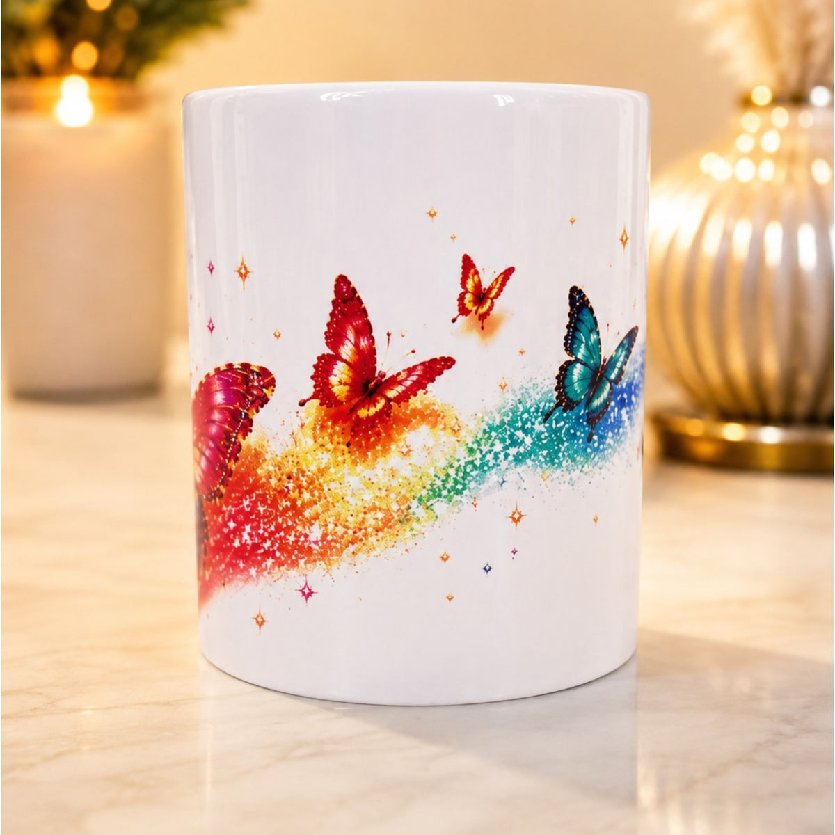 Mug Papillons Colorés – Tasse Féérique & Scintillante 300 ml – Idée Cadeau Femme