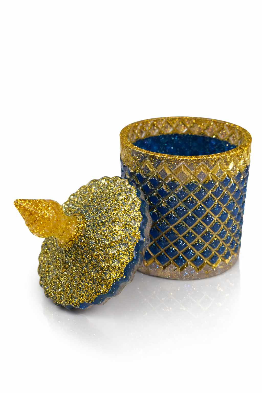 Pot décoratif en résine – Or & Bleu