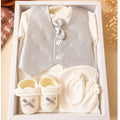 Coffret naissance bébé garçon 6 pièces – Blanc & Argent – Tenue de cérémonie