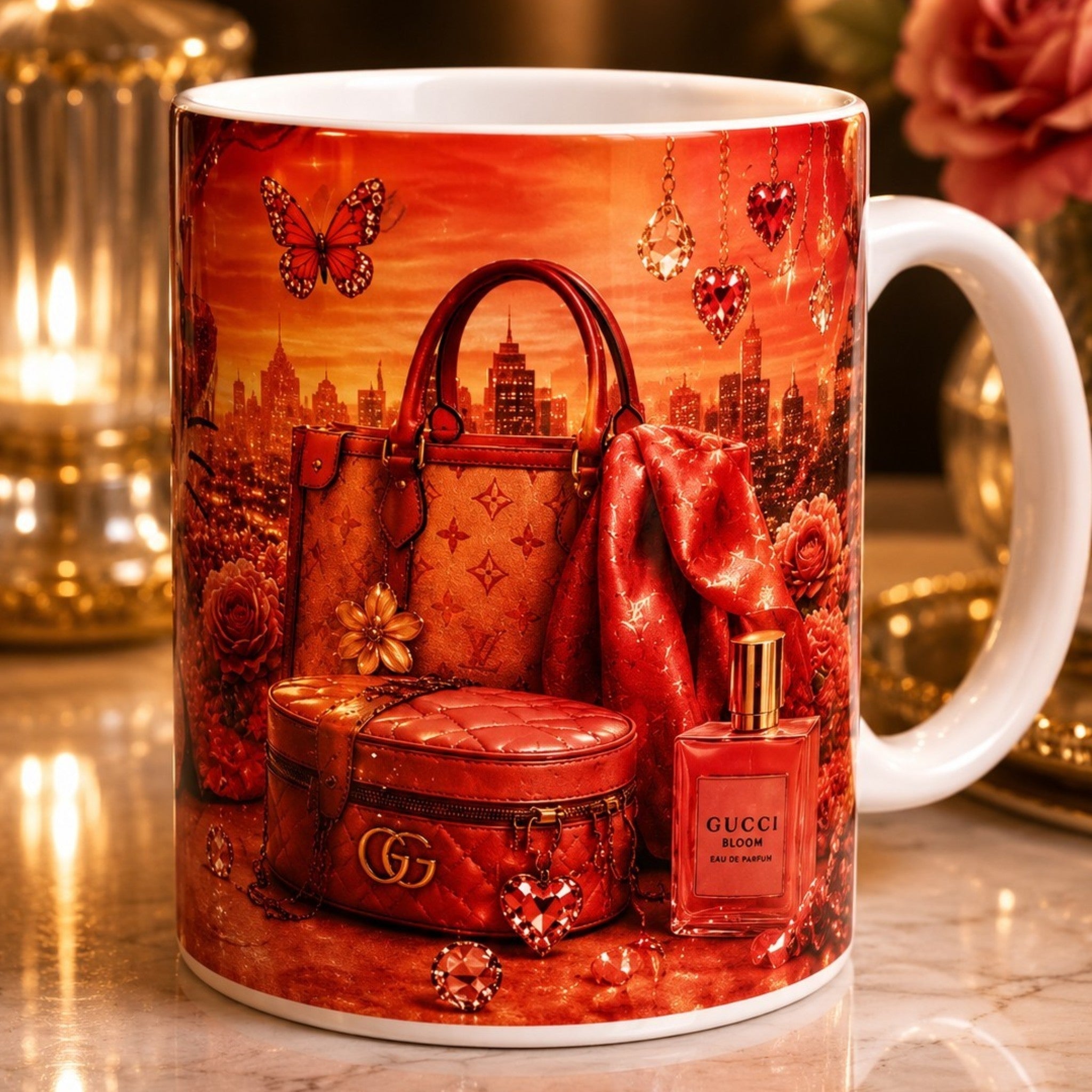 Mug Luxe Rose Personnalisé – Inspiration Glamour & Élégance