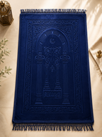 Coffret cadeau islamique luxe bleu nuit – Tapis de prière personnalisé 70x110 cm