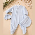 Pyjama Bébé Velours Personnalisable – 0/3 Mois | Ensemble Naissance Doux & Confort