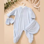 Pyjama Bébé Velours Personnalisable – 0/3 Mois | Ensemble Naissance Doux & Confort
