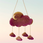 Suspension Murale "Éclat Céleste" – Nuage & Lune en Résine
