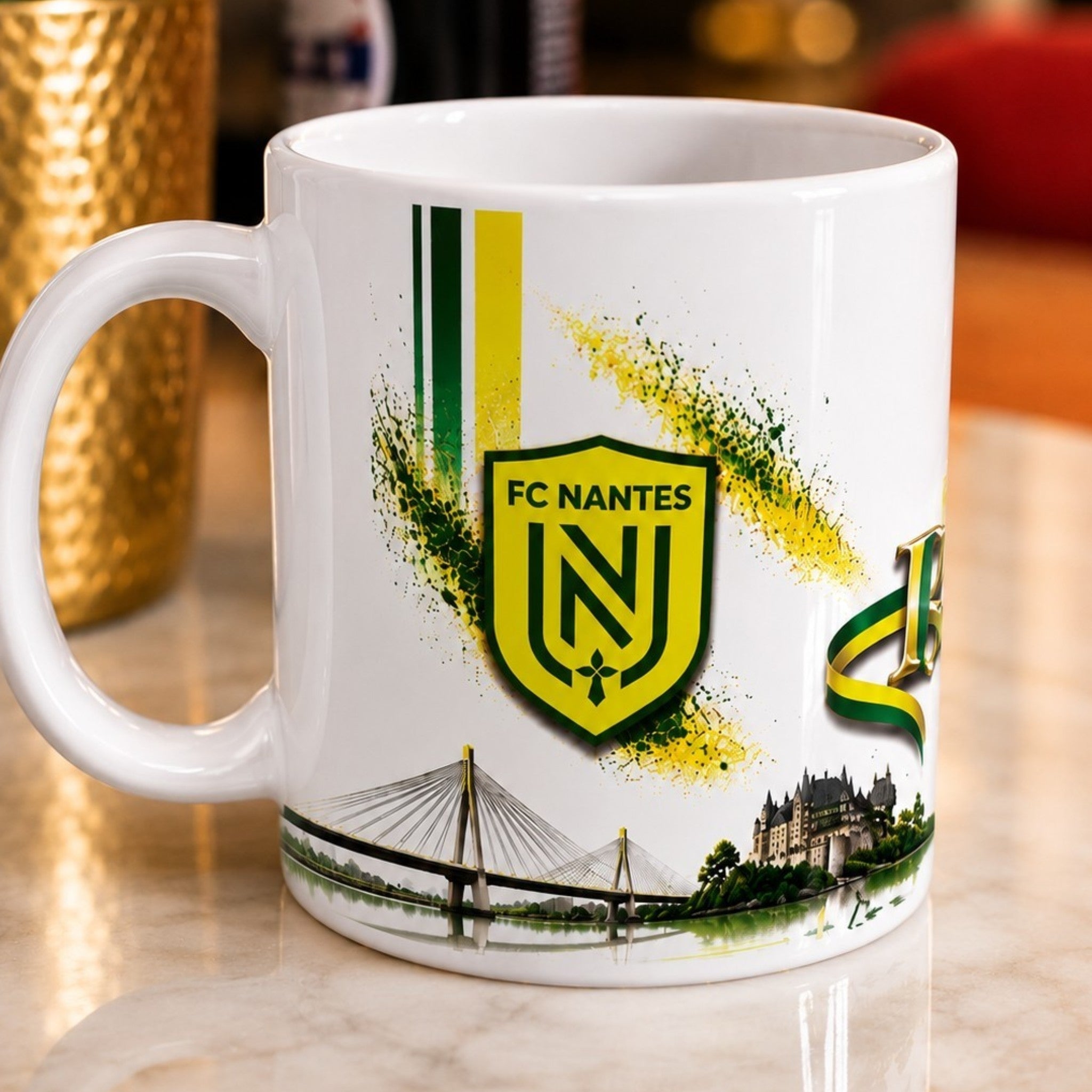 ⚽ Mug personnalisé FC Nantes – Prénom au choix | Cadeau supporter | Mug 300 ml