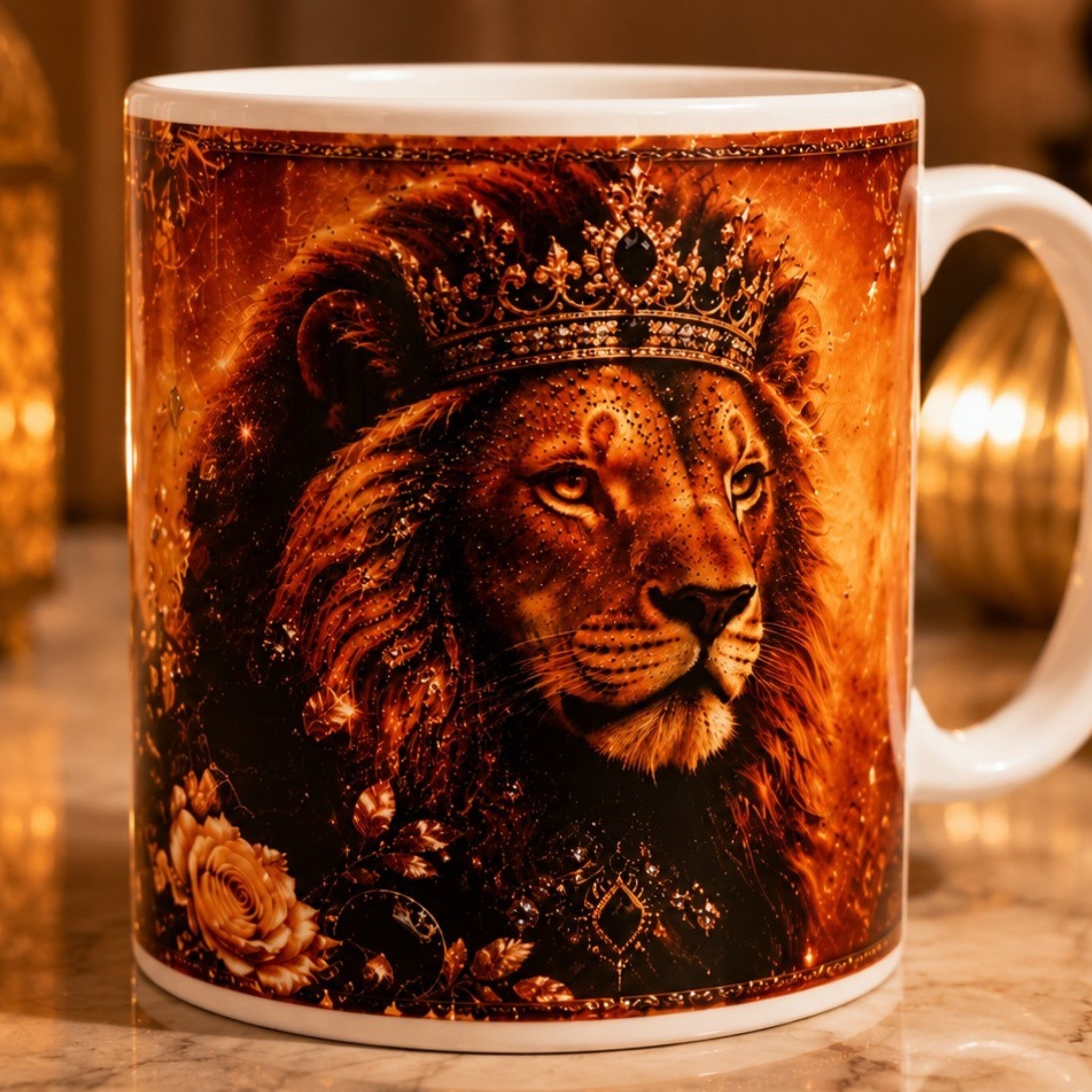 Mug Couple Lion & Lionne Personnalisé – Cadeau avec Prénoms – Tasse Céramique 11 oz