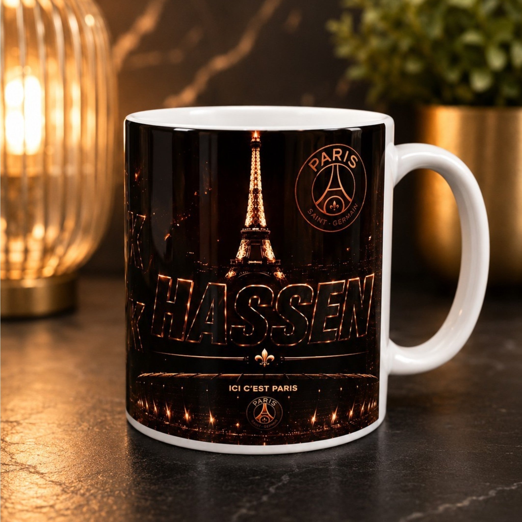 Mug personnalisé 300 ml – Supporter Paris – Prénom au choix – Idée cadeau