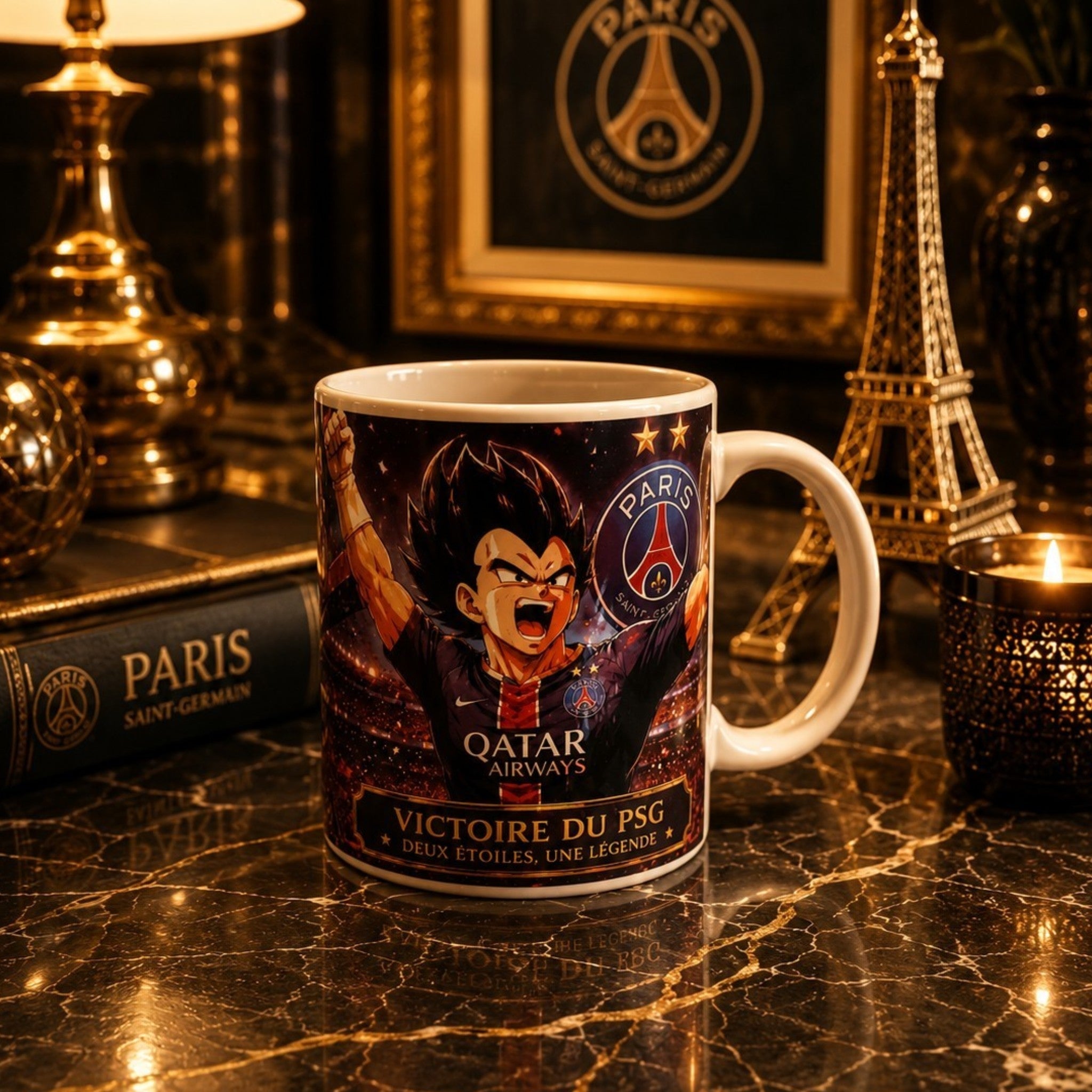 Tasse PSG Vegeta – Victoire du PSG ⭐⭐ | Mug Céramique 300 ml