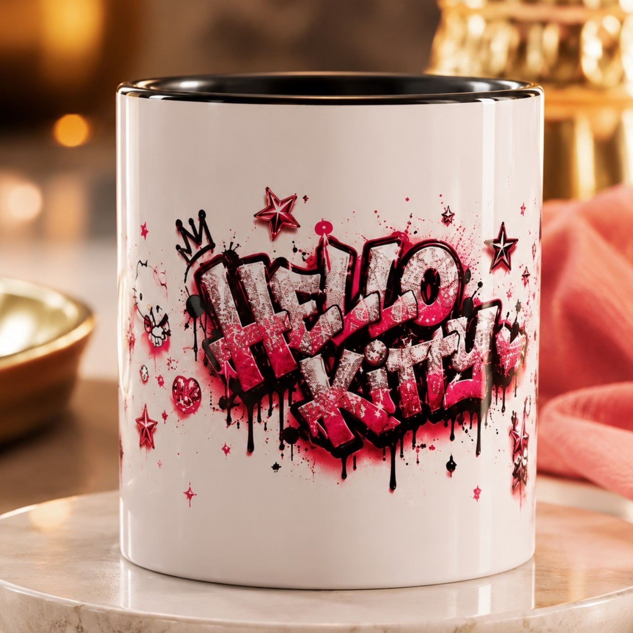 Mug Kawaii Street Style 300 ml – Tasse Design Rose – Cadeau Original