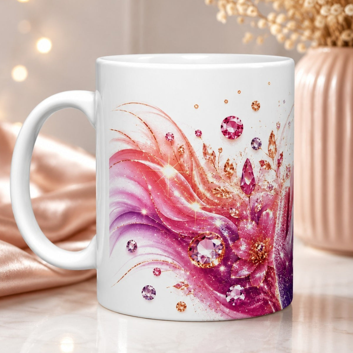 Mug humoristique 300 ml – Design pailleté coloré – Tasse en céramique – Idée cadeau originale