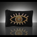 Trousse  faite main avec strass – Pochette œil scintillant 20x11 cm