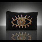 Trousse  faite main avec strass – Pochette œil scintillant 20x11 cm