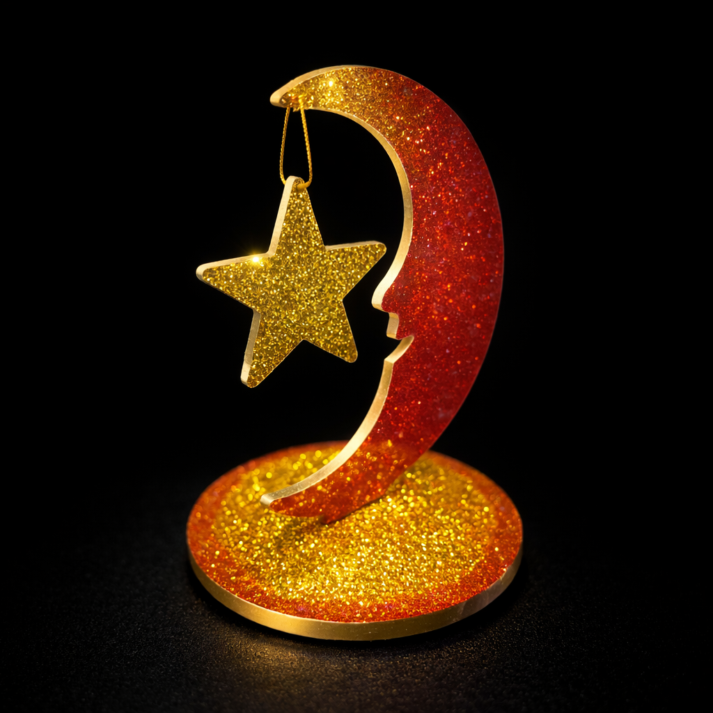 Figurine décorative Lune & Étoile – Éclats des 1001 Nuits