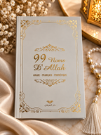 Coffret de prière musulman gris perle & doré – Tapis, Tasbih & 99 Noms d’Allah