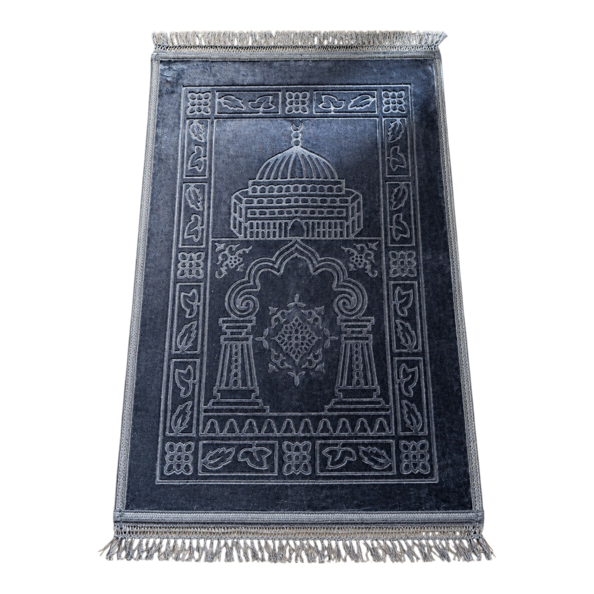 Coffret de Prière Personnalisable Bleu Gris – Tapis, Tasbih, Compteur & Mini Coran Allah
