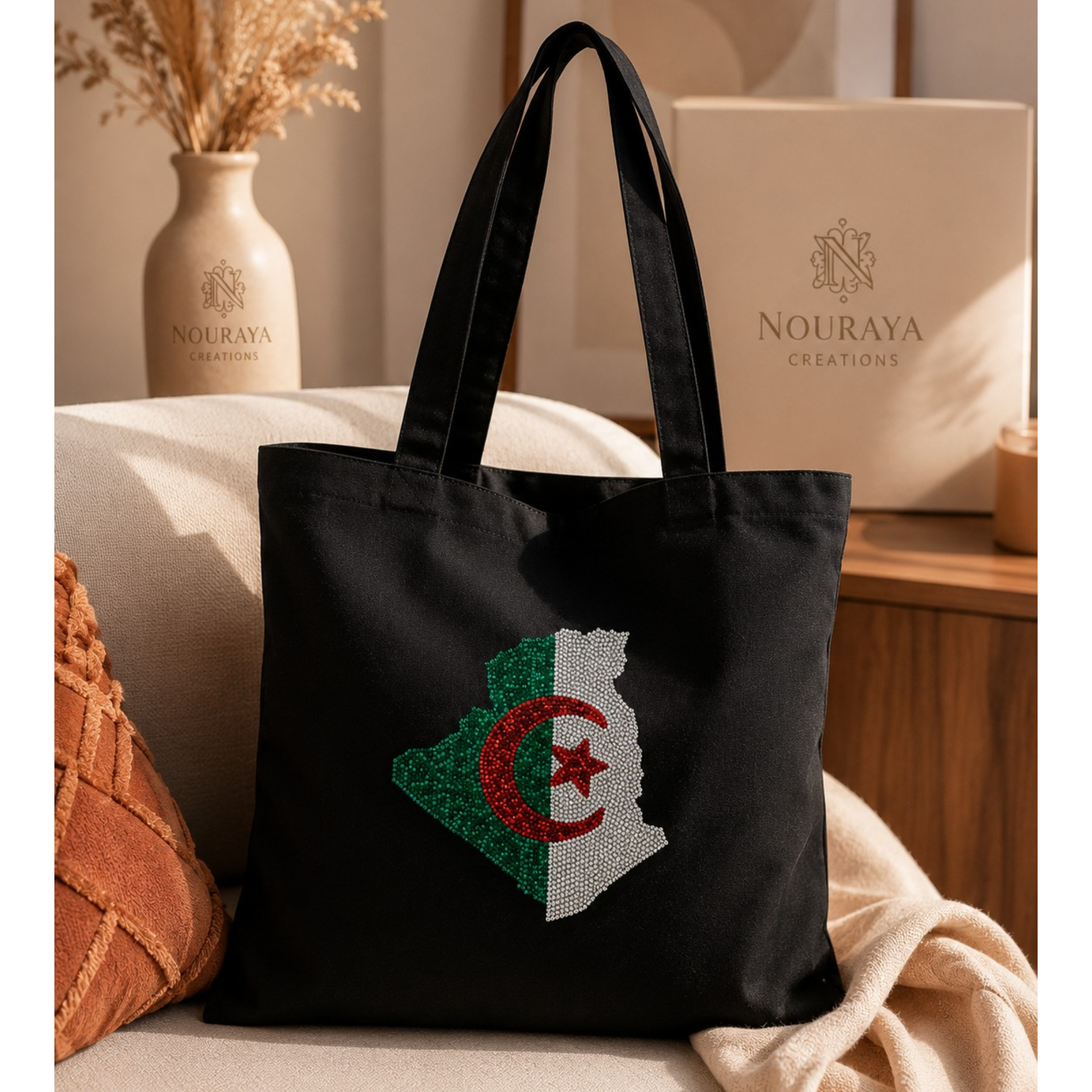 Sac Tote Bag Algérie Strass – Sac en coton personnalisé à la main
