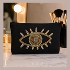 Trousse  faite main avec strass – Pochette œil scintillant 20x11 cm