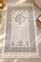 Coffret de prière musulman gris perle & doré – Tapis, Tasbih & 99 Noms d’Allah